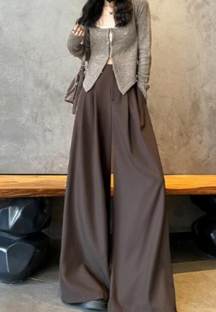 レディースワイドパンツ 2025年秋冬新作 タックパンツ ワイドパンツ 4色展開