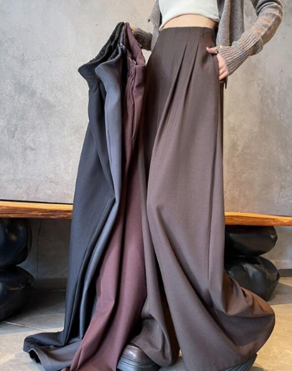 レディースワイドパンツ 2025年秋冬新作 タックパンツ ワイドパンツ 4色展開