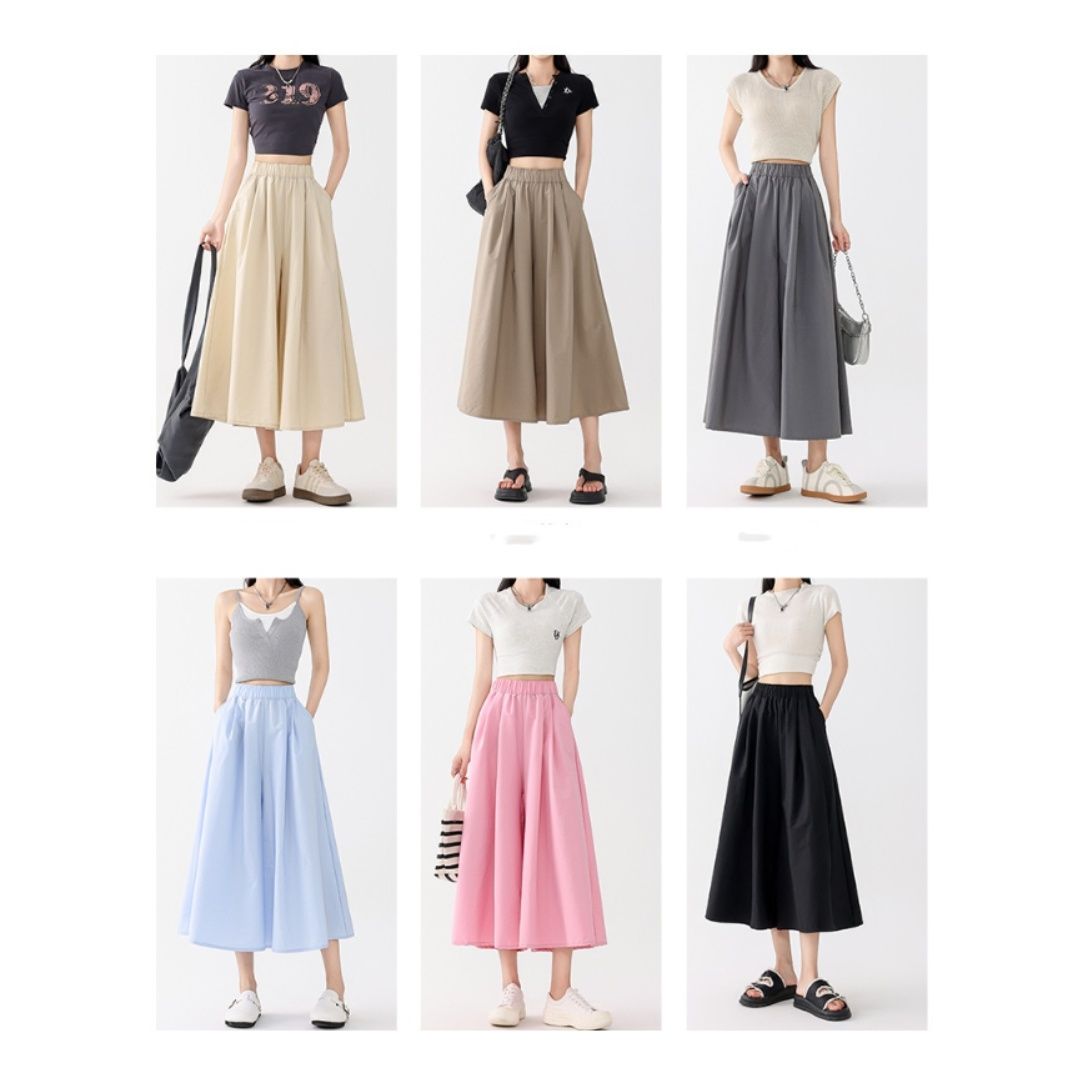 レディースワイドパンツ レディース涼感ガウチョパンツ ワイドロング