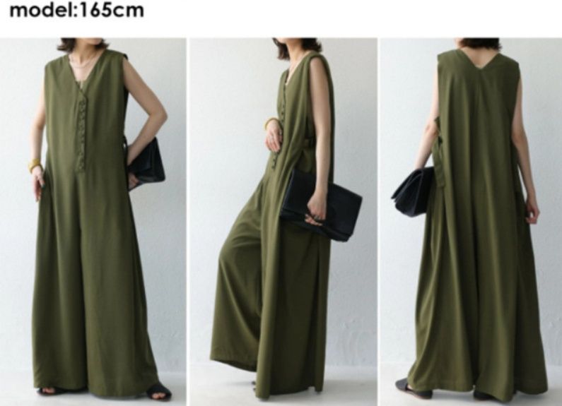 レディースワイドパンツ 春夏新作 大人マキシ丈サロペット ワイドパンツ 体型カバー