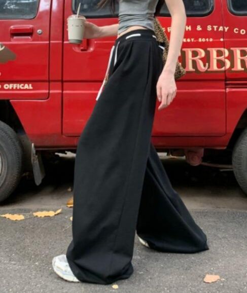 レディースワイドパンツ ハイウエスト紐付きワイドパンツ ゆったり美脚ボトムス