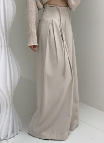 レディースワイドパンツ レディース ハイウエスト ワイドパンツ リボン付きスラックス