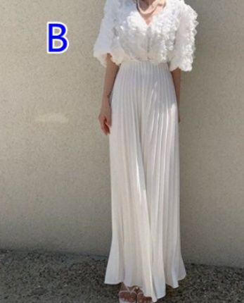 レディースワイドパンツ 女性用プリーツワイドパンツ ベージュ ロング丈スカートパンツ