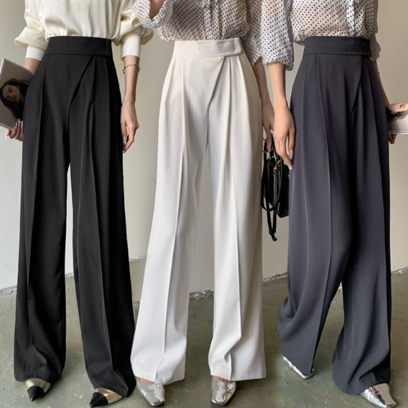 レディースワイドパンツ ハイウエスト美脚ワイドパンツ レディース脚長効果ストレート