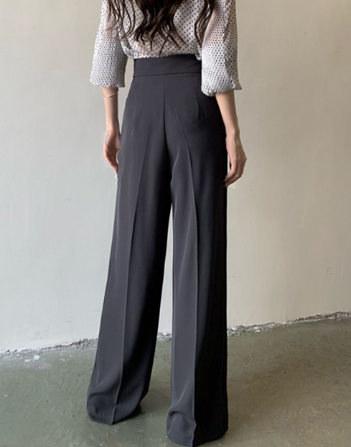 レディースワイドパンツ ハイウエスト美脚ワイドパンツ レディース脚長効果ストレート