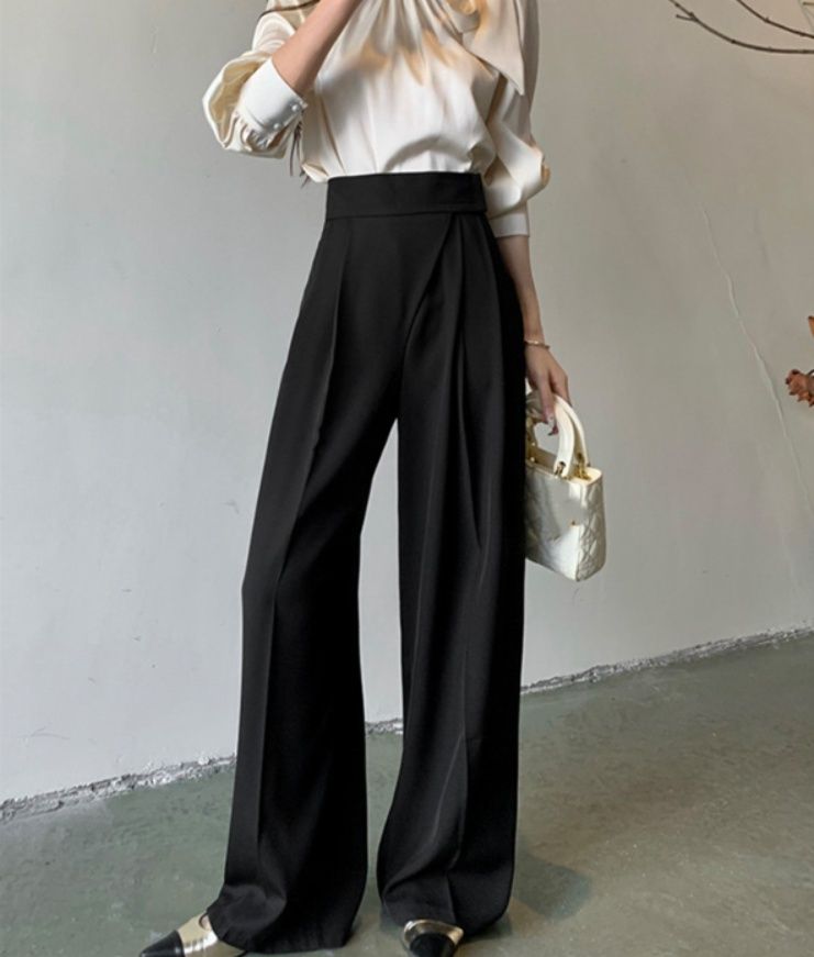 レディースワイドパンツ ハイウエスト美脚ワイドパンツ レディース脚長効果ストレート