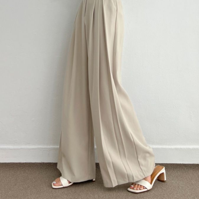 レディースワイドパンツ 美脚効果抜群 ハイウエストワイドパンツ 大人の上品スタイル