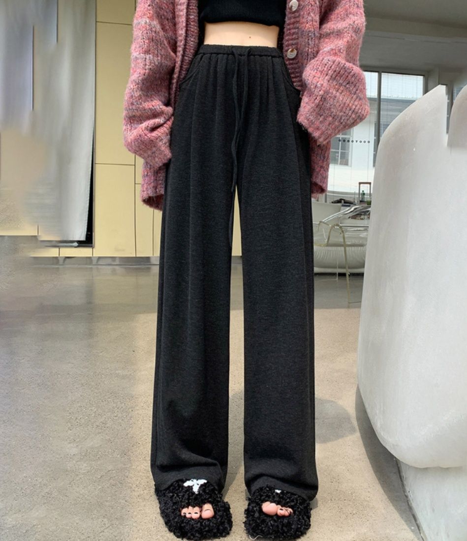 レディースワイドパンツ 薄手スウェット ゆったりワイドパンツ 韓国風