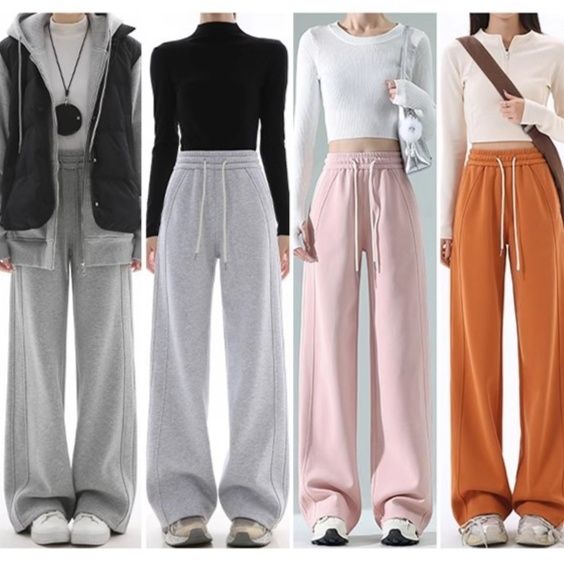 レディースワイドパンツ 裏起毛ゆったりドローコード付きワイドスウェットパンツ