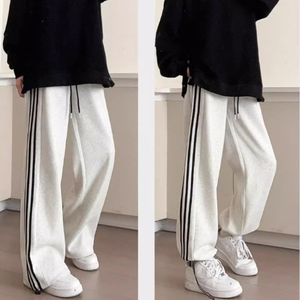 レディースワイドパンツ サイドライン入りゆったりシルエットレディースワイドパンツ