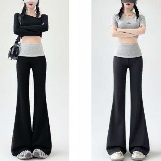 レディースワイドパンツ 美脚見せフレアシルエットレディースワイドパンツ