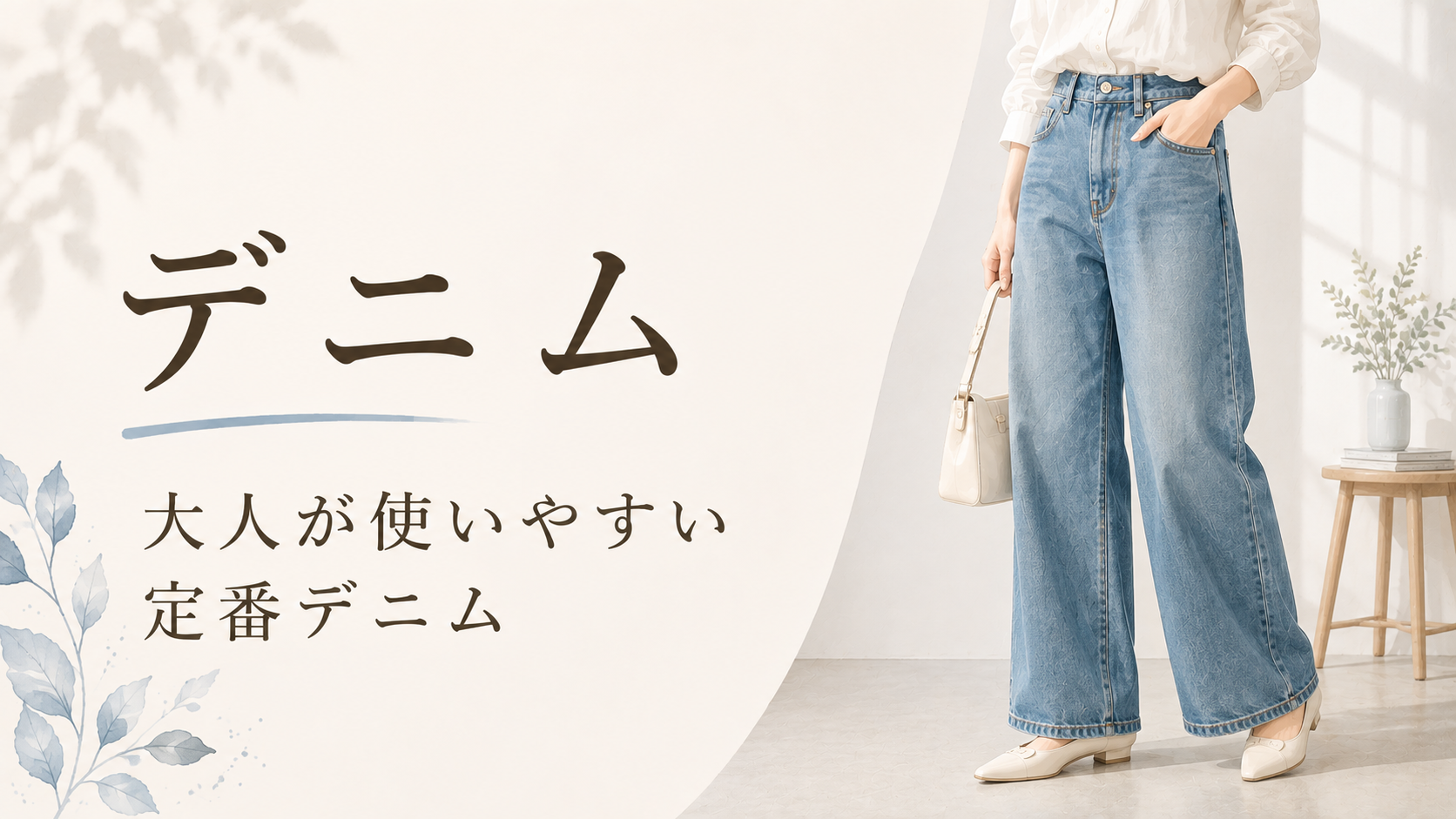 レディースワイドパンツ ハート刺繍ワイドデニムパンツ 黒地赤ステッチ 