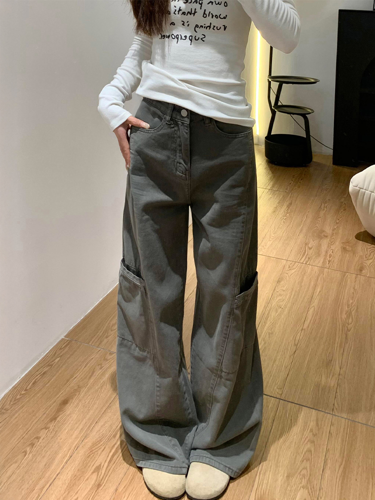 レディースワイドパンツ ゆったり大胆シルエット ワーク風パンツ