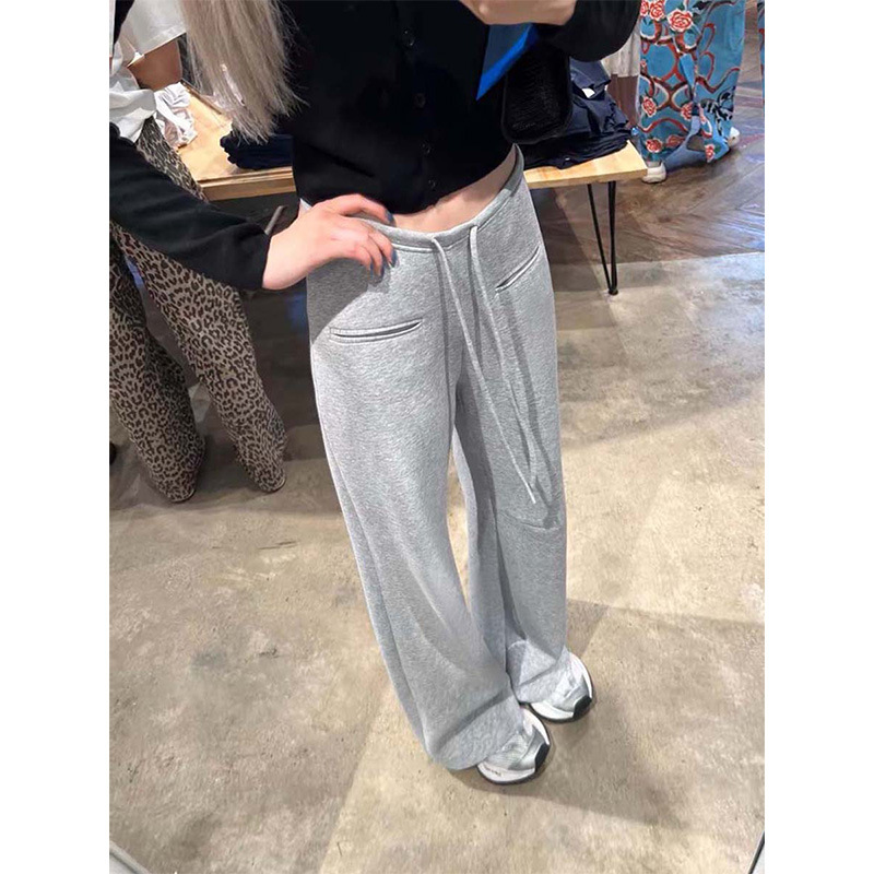 レディースワイドパンツ ゆったり美脚スウェットワイドパンツ