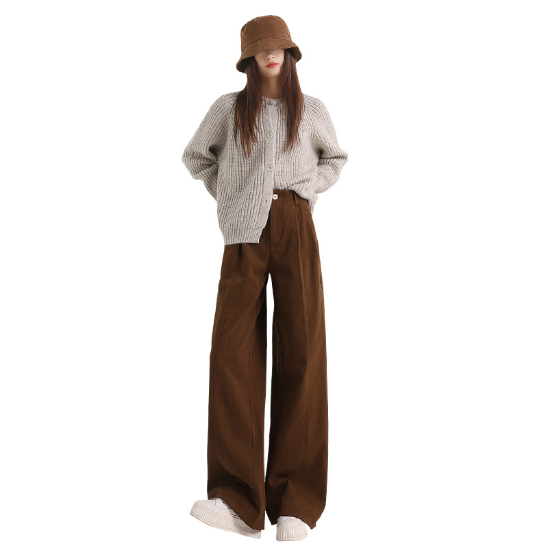 レディースワイドパンツ タック入りロングワイドパンツ