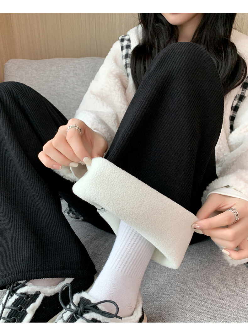 レディースワイドパンツ ふわりと包む 畦編みリラックスパンツ