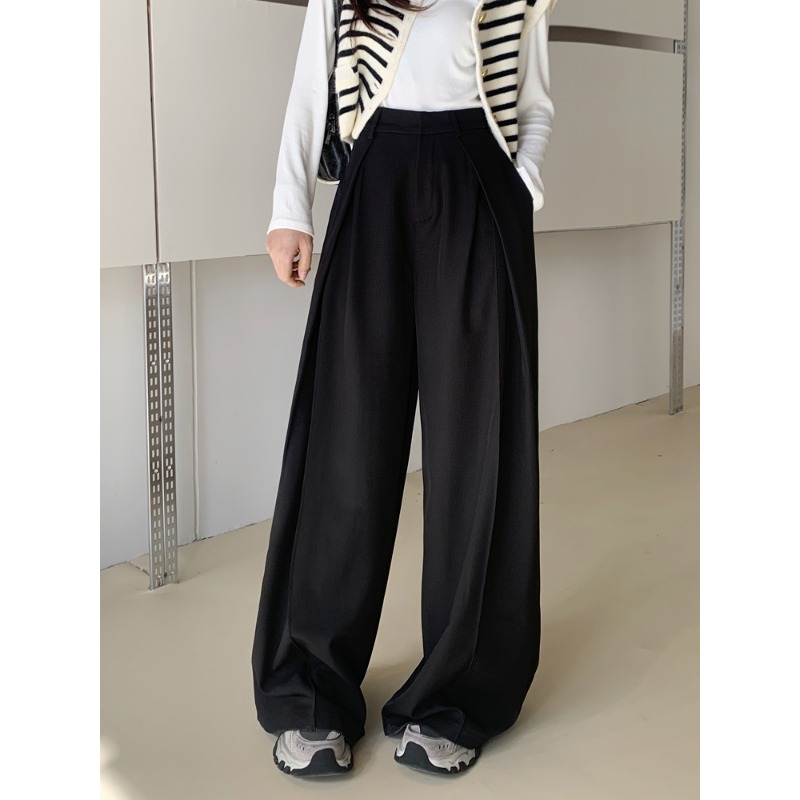 レディースワイドパンツ ボリューミータック入り ドレープパンツ