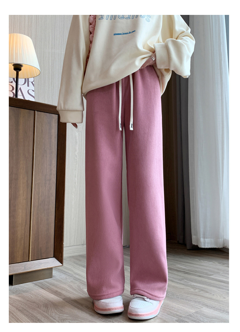 レディースワイドパンツ ふわりと包む 畦編みリラックスパンツ