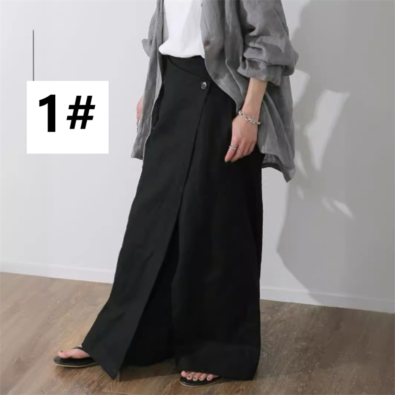 レディースワイドパンツ 夏新作 麻風ワイドパンツ ロング丈 体型カバー 通勤対応 レディース