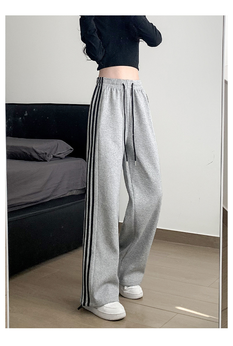 レディースワイドパンツ サイドライン入りリラックスワイドパンツ