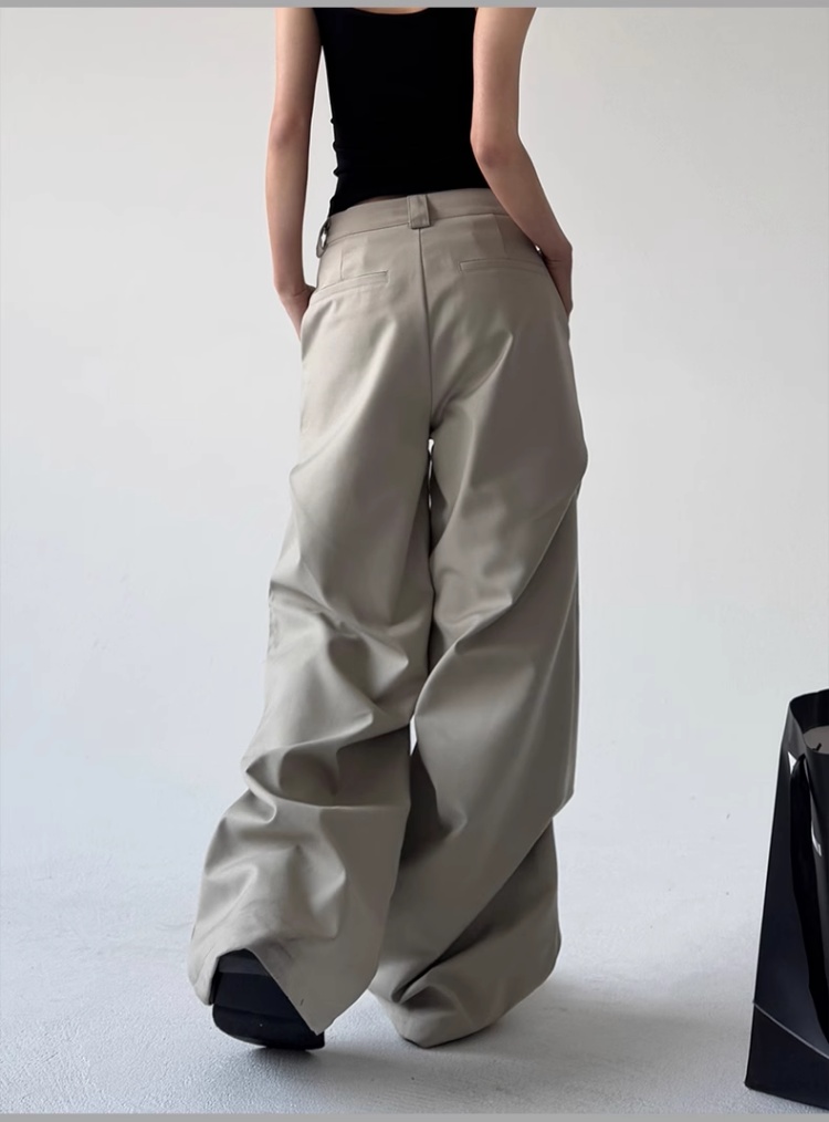 レディースワイドパンツ ドレープ バギーワイドパンツ