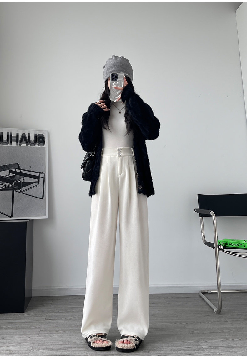 レディースワイドパンツ ドレープ感際立つゆるやかタックパンツ