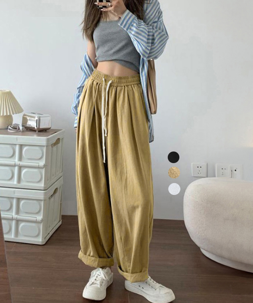 レディースワイドパンツ レディース タックワイドパンツ ハイウエスト