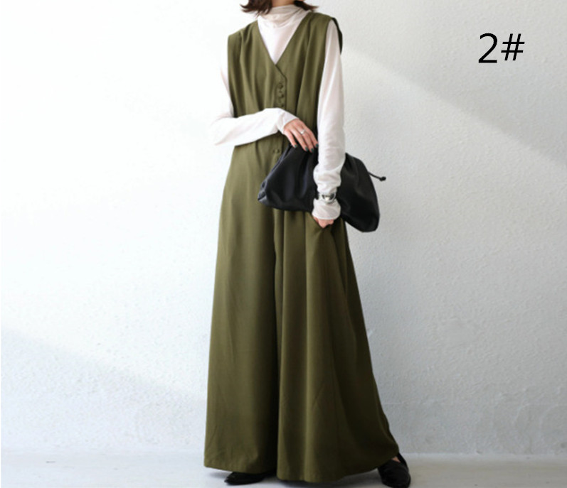 レディースワイドパンツ 春夏新作 大人マキシ丈サロペット ワイドパンツ 体型カバー