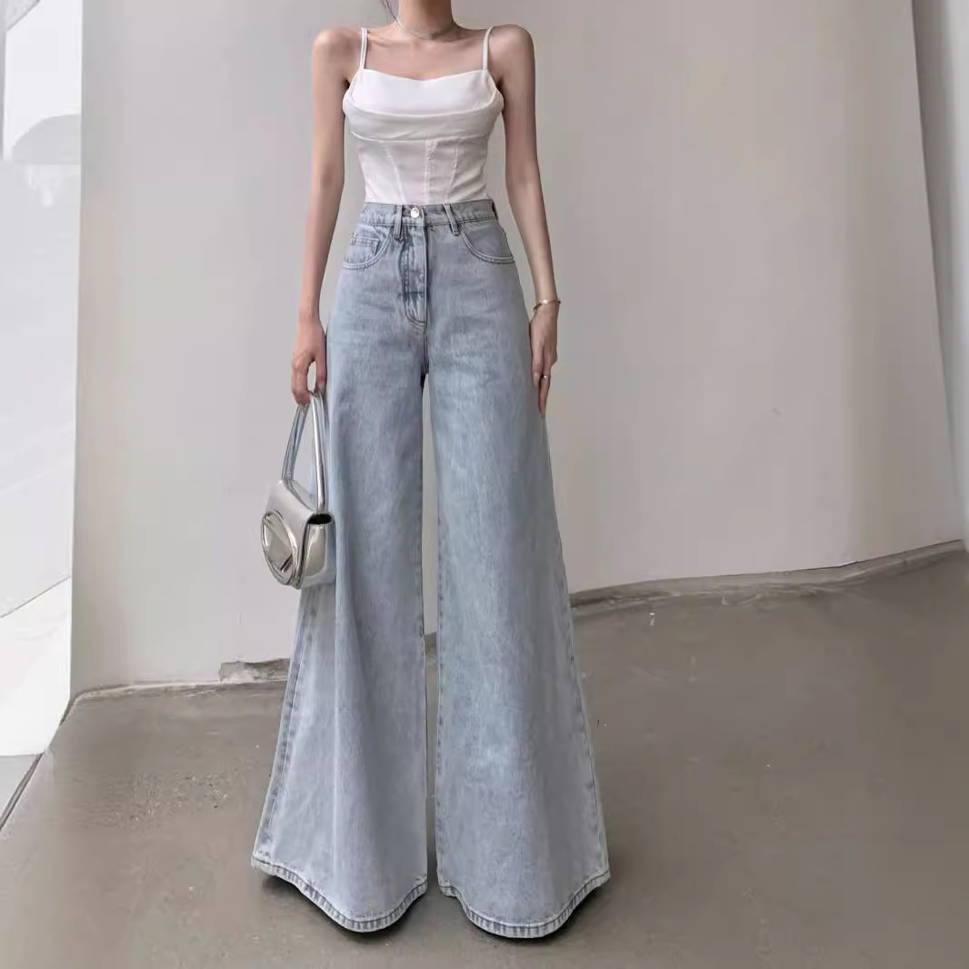 レディースワイドパンツ ふんわりシルエットワイドデニム
