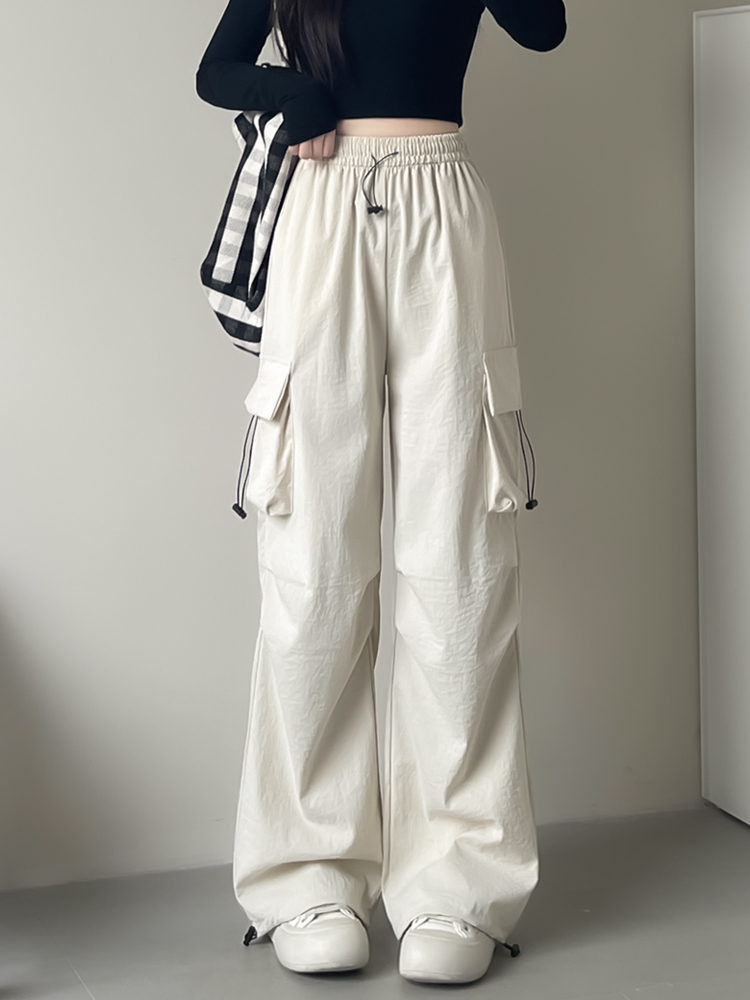 レディースワイドパンツ ゆったり楽ちんサイドポケットワイドパンツ