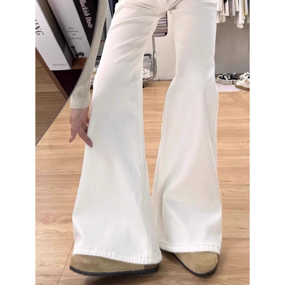 レディースワイドパンツ すっきり美脚フレアチノパンツ