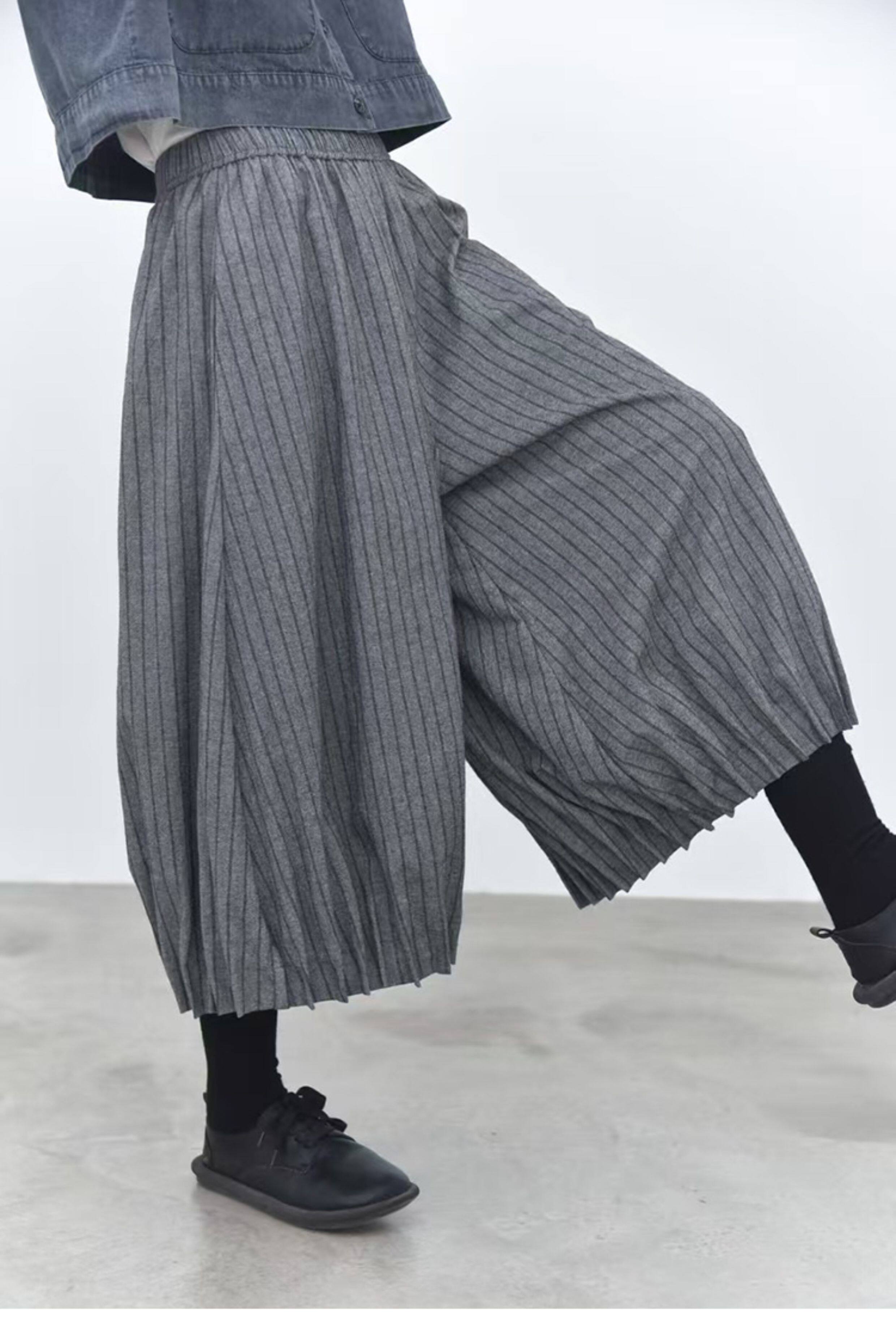 レディースワイドパンツ プリーツ加工ゆったりシルエットチノパンツ