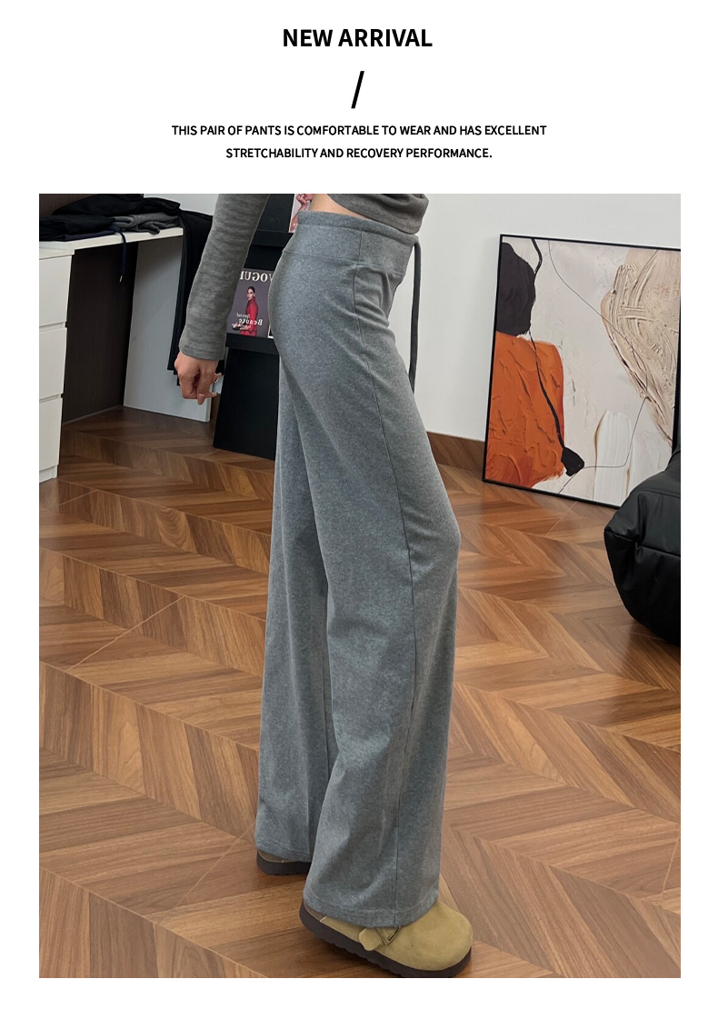 レディースワイドパンツ なめらか落ち感ストレートワイドパンツ