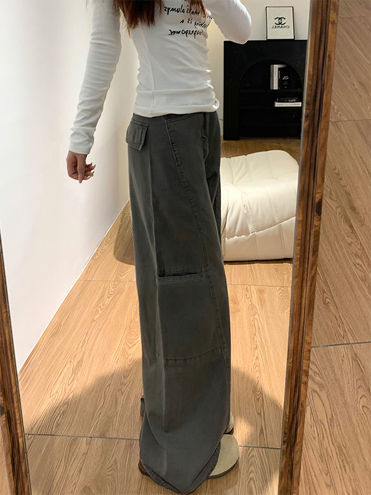 レディースワイドパンツ ゆったり大胆シルエット ワーク風パンツ