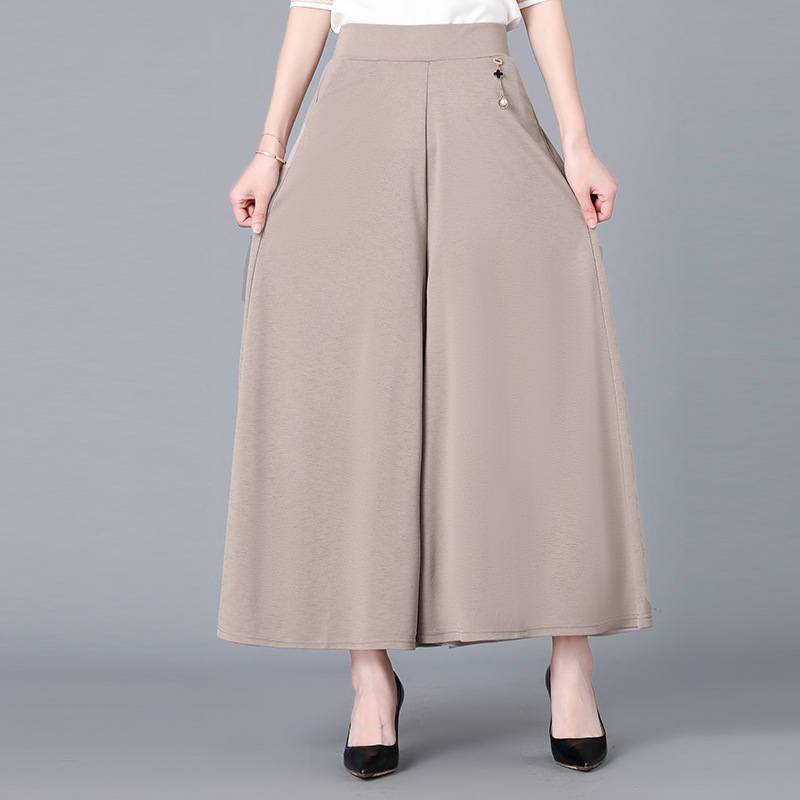 レディースワイドパンツ なめらかドレープ フレアパンツ