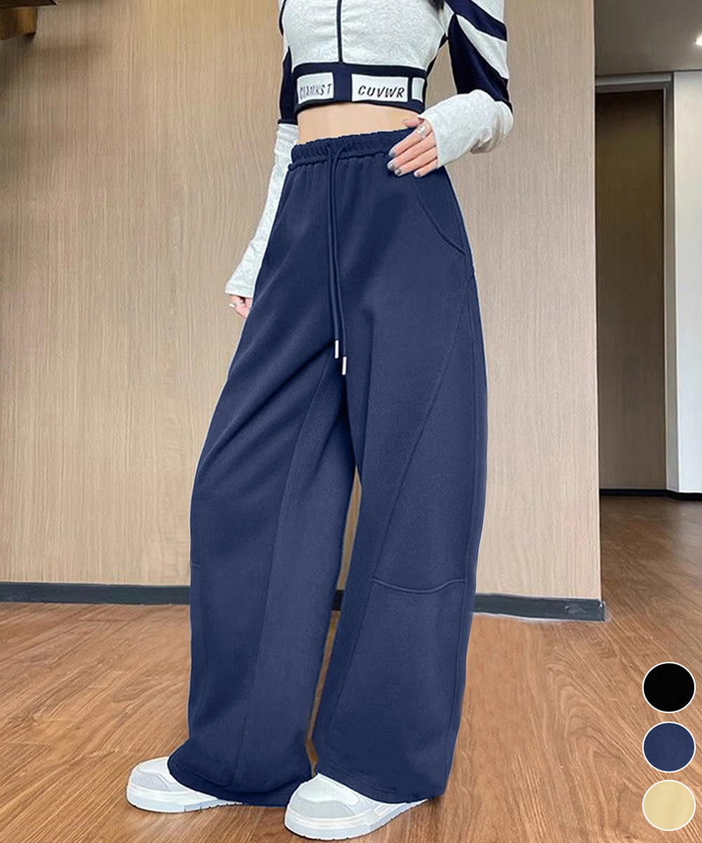 レディースワイドパンツ ゆったりウエストゴムワイドパンツ