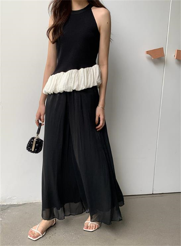 レディースワイドパンツ ハイウエスト 優美シルエット スカーチョ
