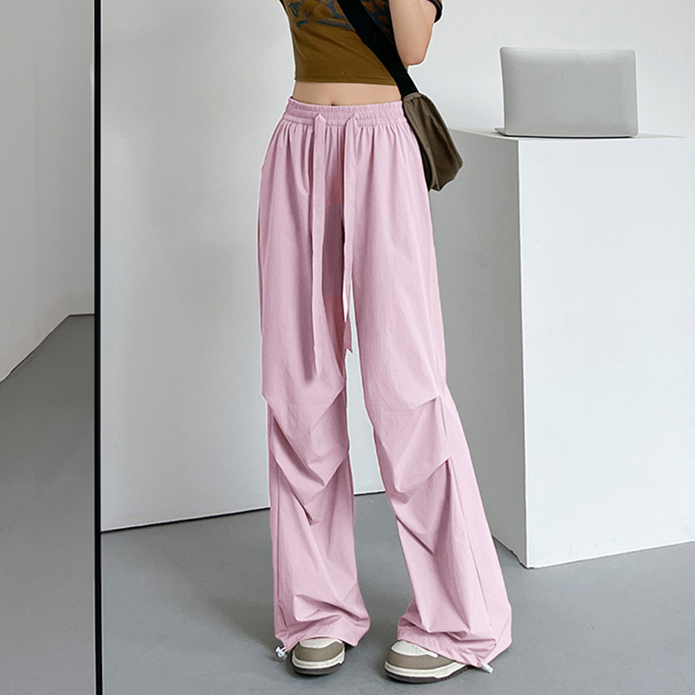 レディースワイドパンツ 多機能ポケット付きゆったりワイドパンツ韓国風
