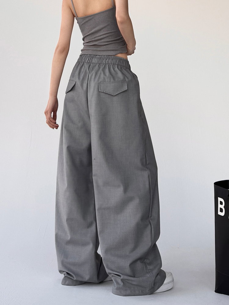 レディースワイドパンツ リボン付きゆったりチノワイドパンツ