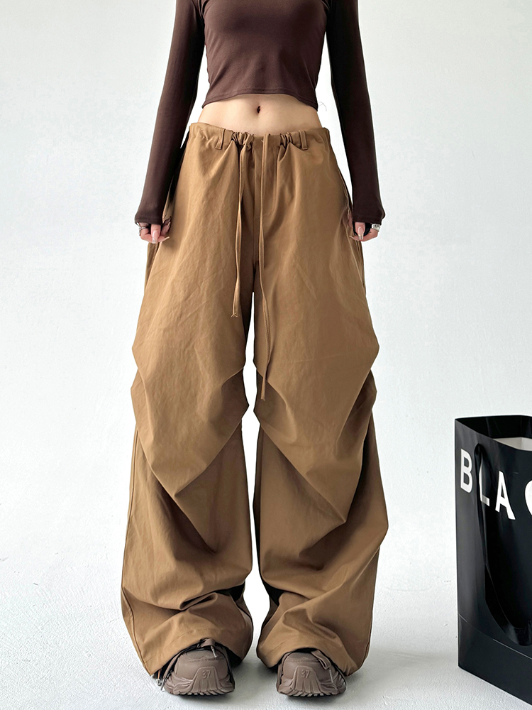 レディースワイドパンツ 立体デザイン ドレープワイドパンツ