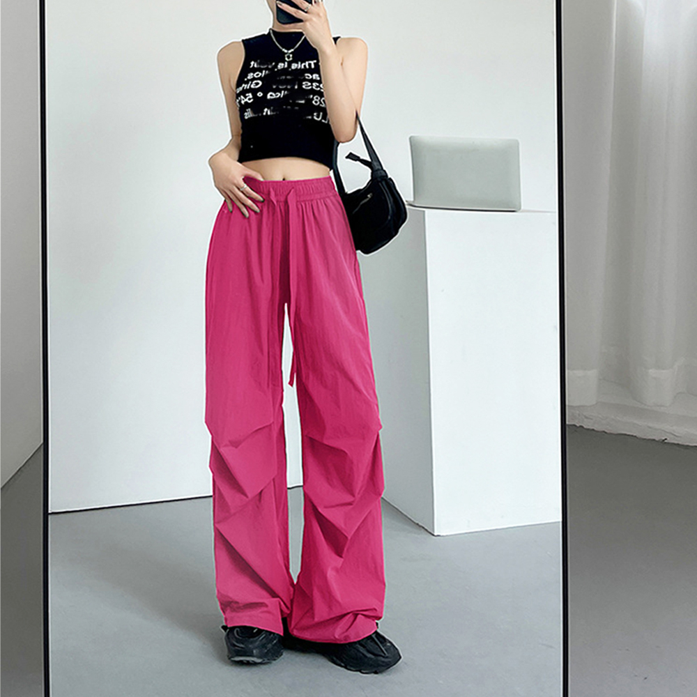 レディースワイドパンツ 多機能ポケット付きゆったりワイドパンツ韓国風