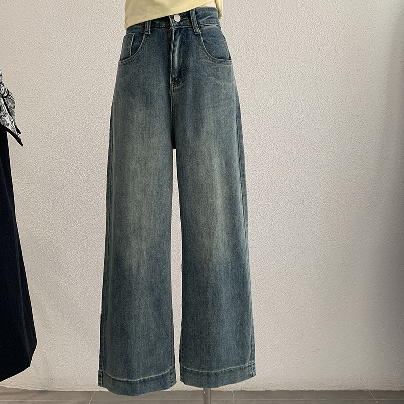レディースワイドパンツ 九月新作レディースデニムワイドパンツゆったりロング丈