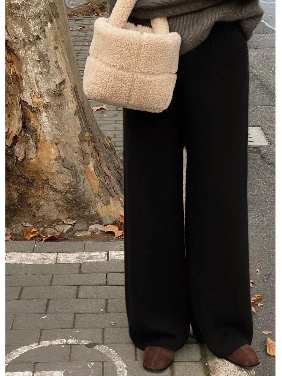 レディースワイドパンツ ゆったりシルエットストレートワイドパンツ