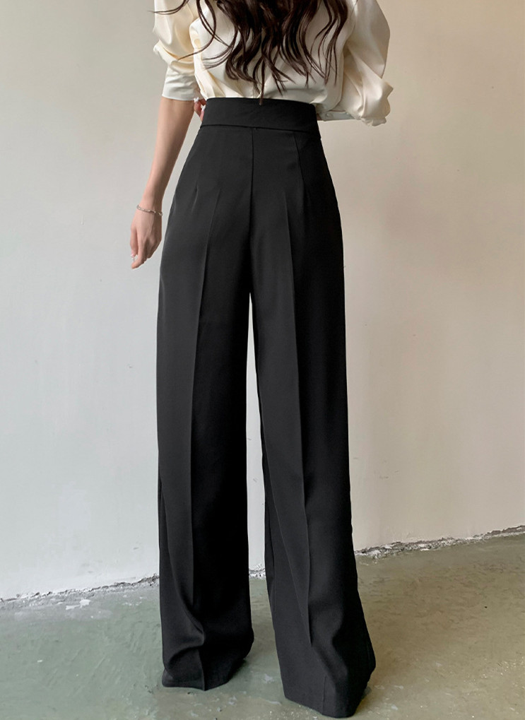 レディースワイドパンツ ハイウエスト美脚ワイドパンツ レディース脚長効果ストレート