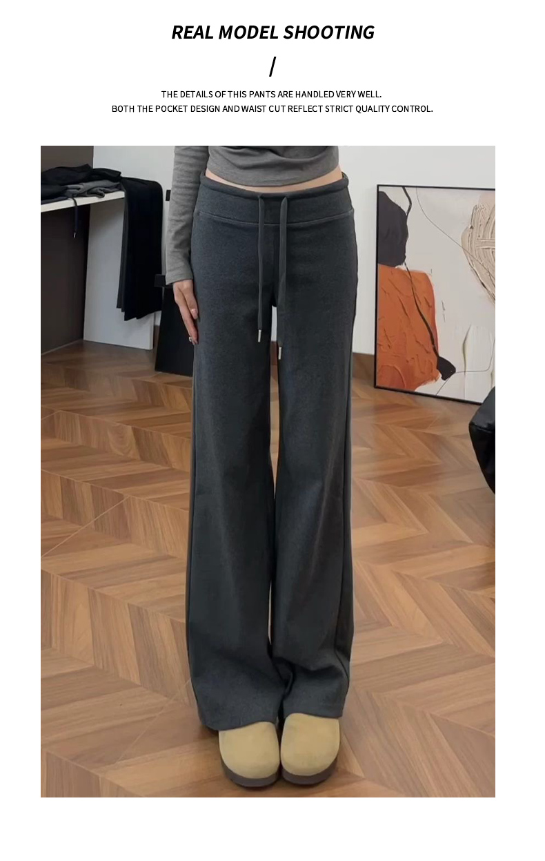 レディースワイドパンツ なめらか落ち感ストレートワイドパンツ