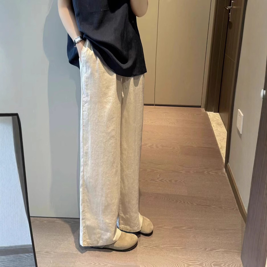 レディースワイドパンツ 麻素材 風合い豊かなリラックスパンツ
