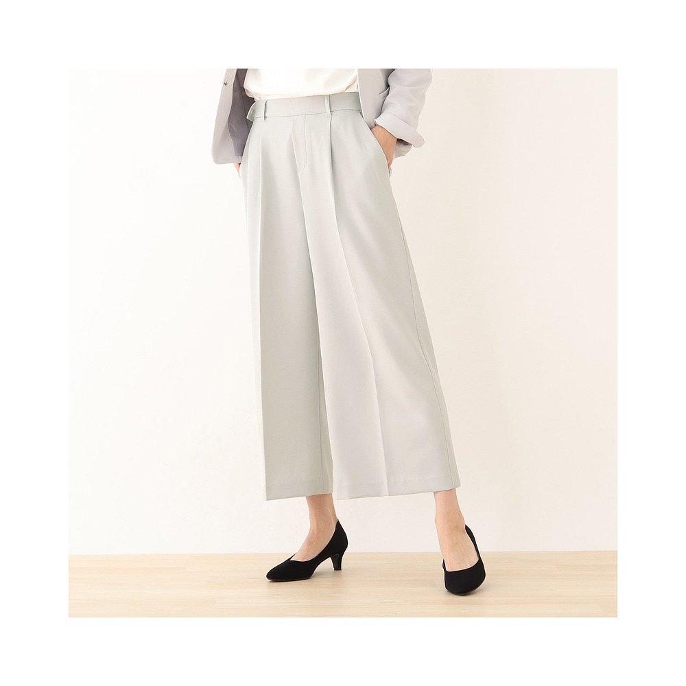 レディースワイドパンツ タックデザイン美シルエットワイドパンツ
