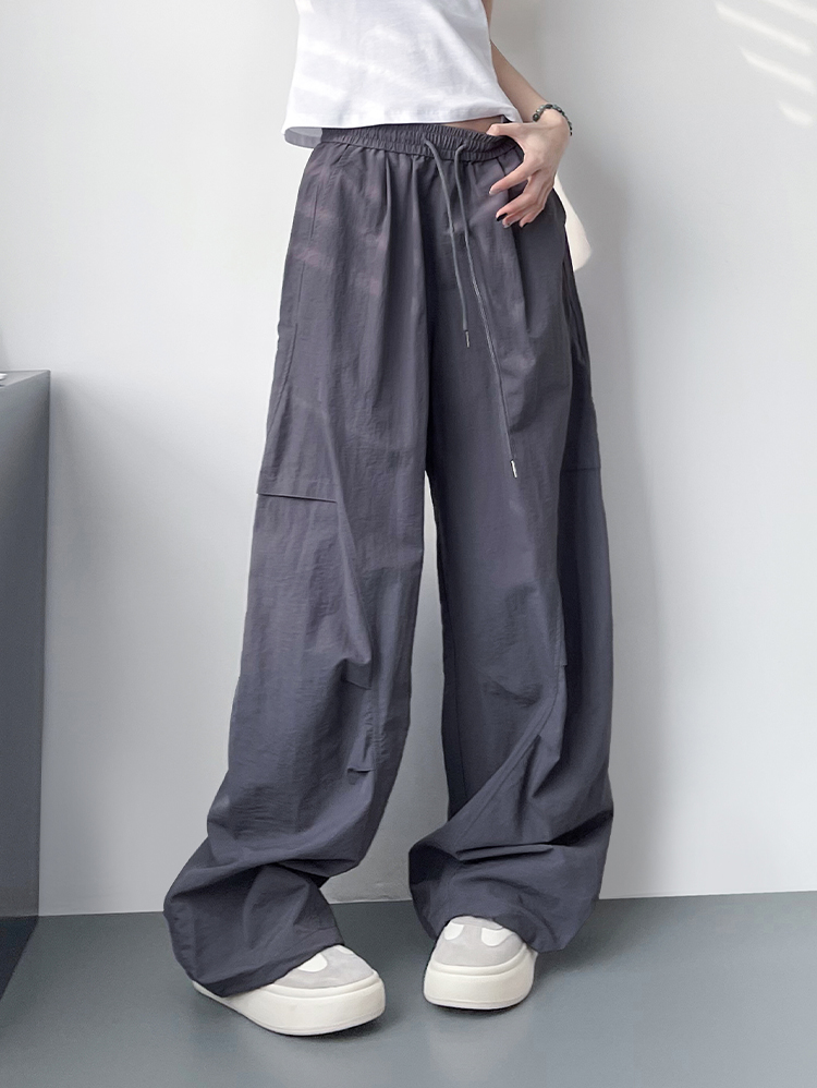 レディースワイドパンツ リラックスシルエット ドローコード ワイドパンツ
