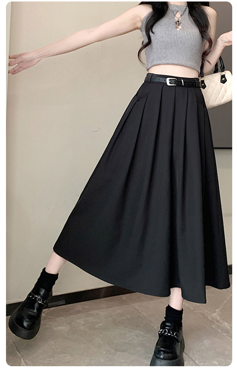 レディースワイドパンツ ベルト付き上品プリーツスカーチョ