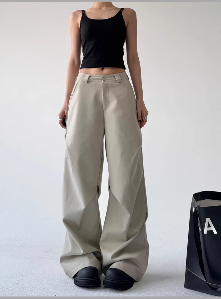 レディースワイドパンツ ドレープ バギーワイドパンツ